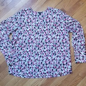 Ann Taylor Factory Floral V-Neck Knit Blouse